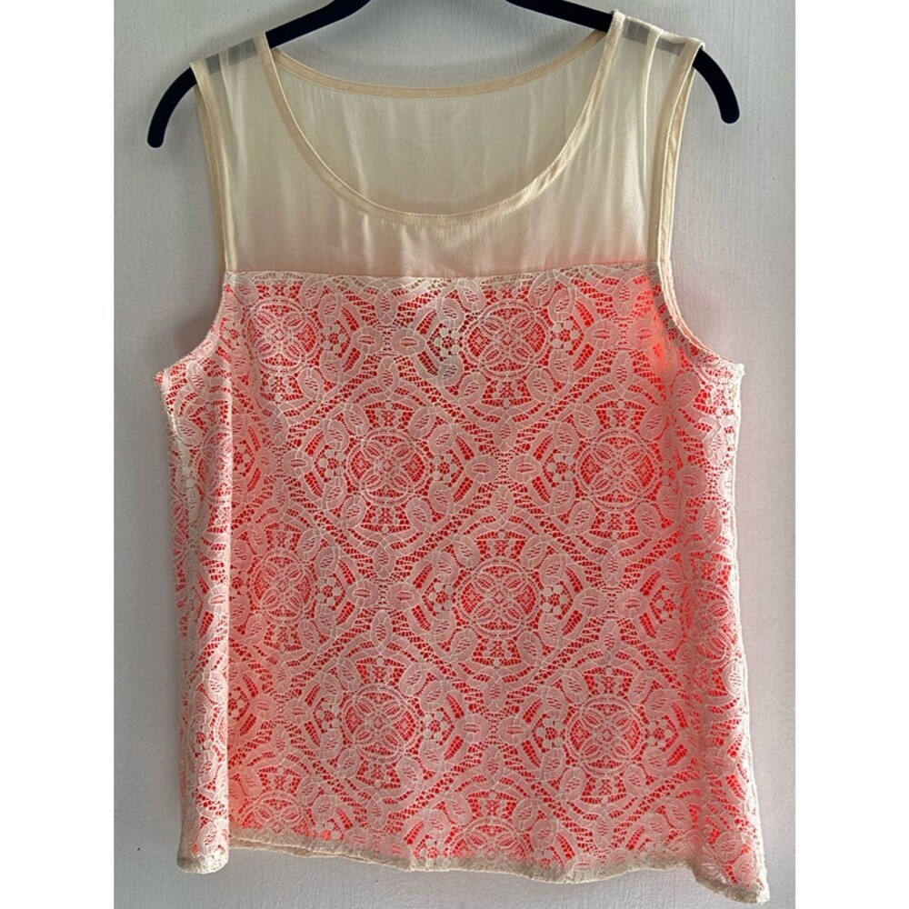 Marc by Marc Jacobs Coral Lace Overlay Camisole with Cream Mesh Yoke Size S